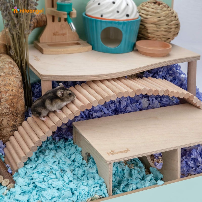 Niteangel Hamster Suspension Bridge Toy - Long Climbing Ladder for Dwarf Syrian Hamster Mice Mouse Gerbils and Other Small Animals (25.6L x 3W) - Image 2